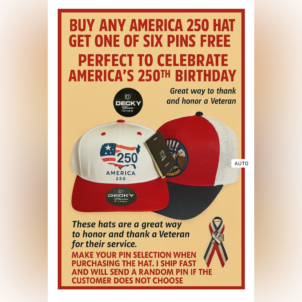 America 250 Home of the Free Because of the Brave - Decky 6030 White Trucker Hat - Picture 6 of 7